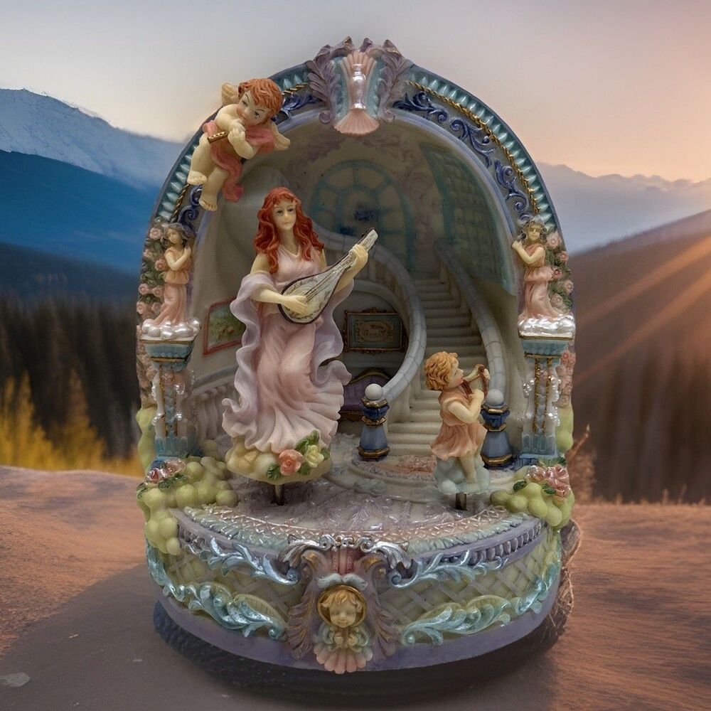 Musical Animated Angel Figurine Tune: Music Box Dancer Hand- Painted Classic‎